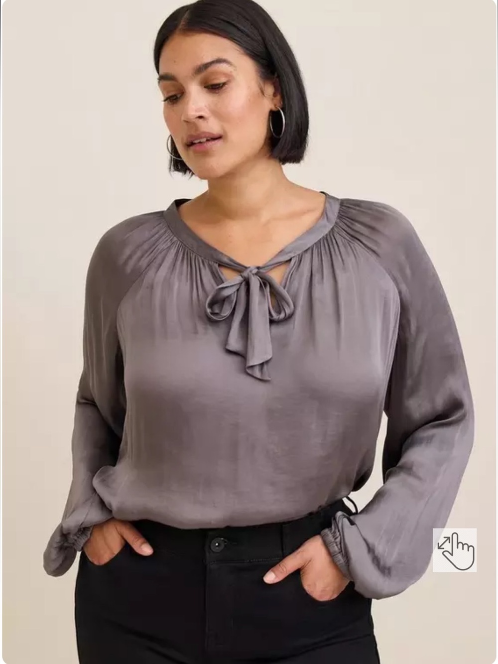 NWT torrid Satin Tie-Front Peasant Blouse - Size 2 - Tornado